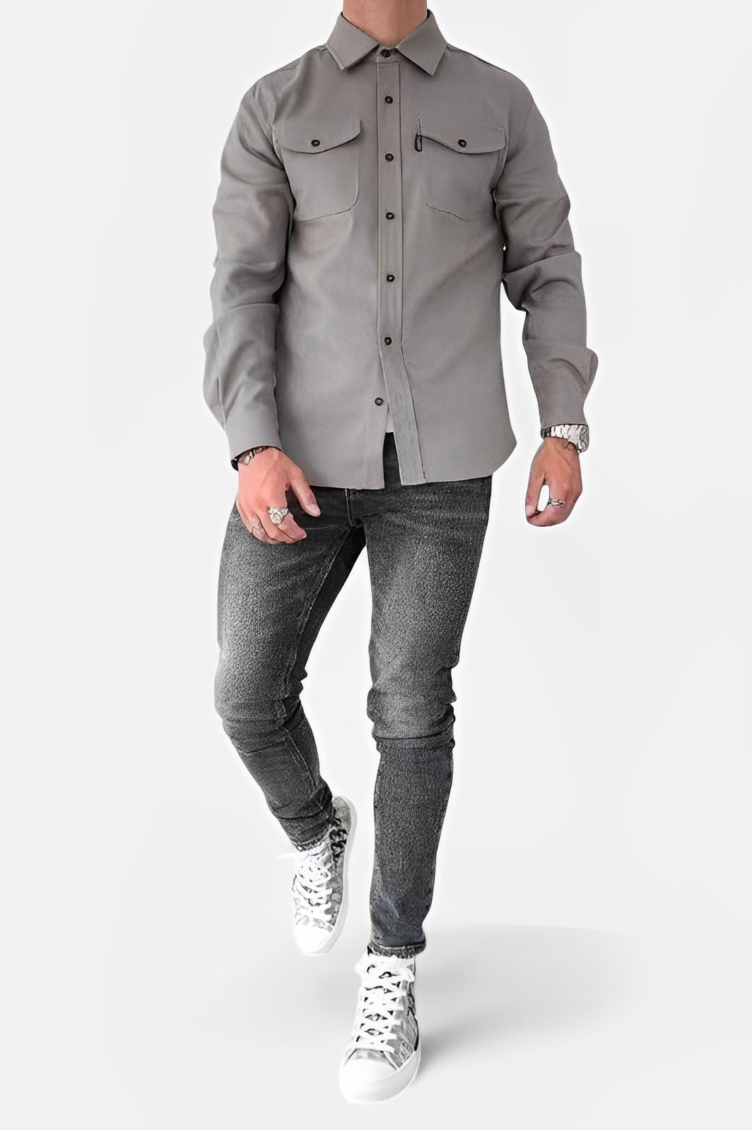 Minimalist Utility Shirt – Slim Fit with Dual Chest Pockets
