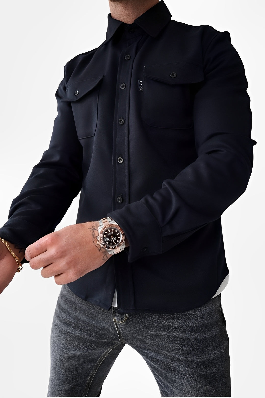 Minimalist Utility Shirt – Slim Fit with Dual Chest Pockets