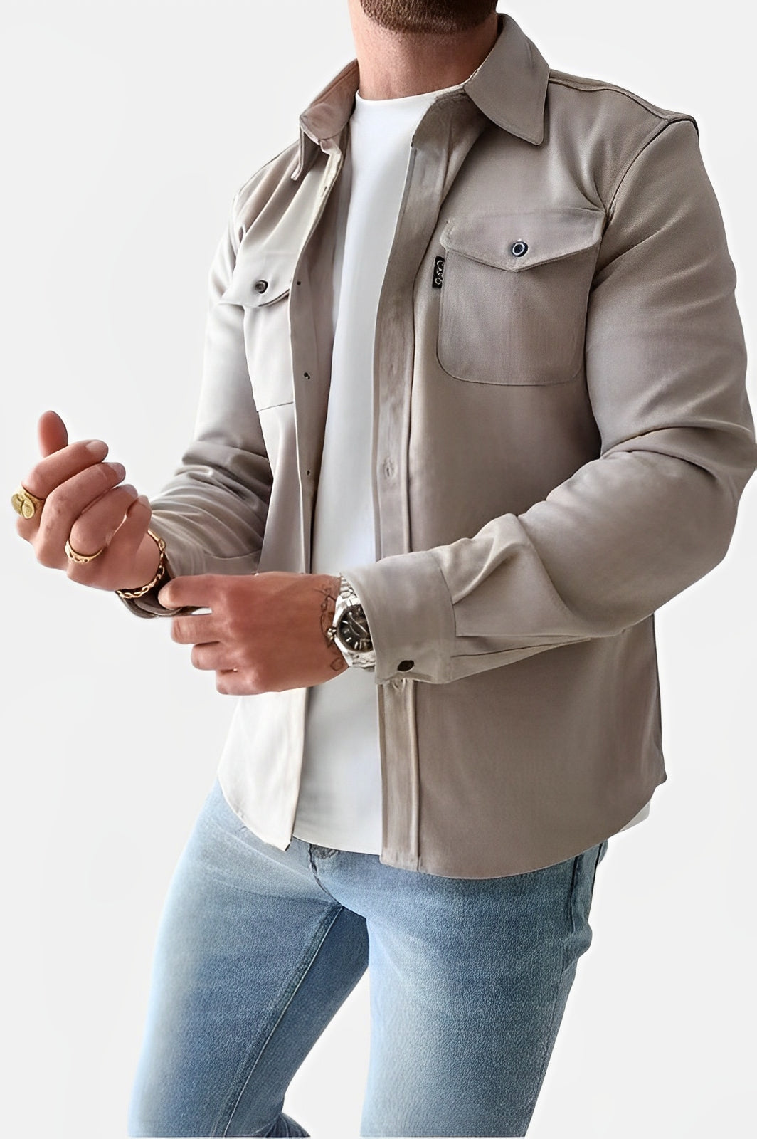 Minimalist Utility Shirt – Slim Fit with Dual Chest Pockets