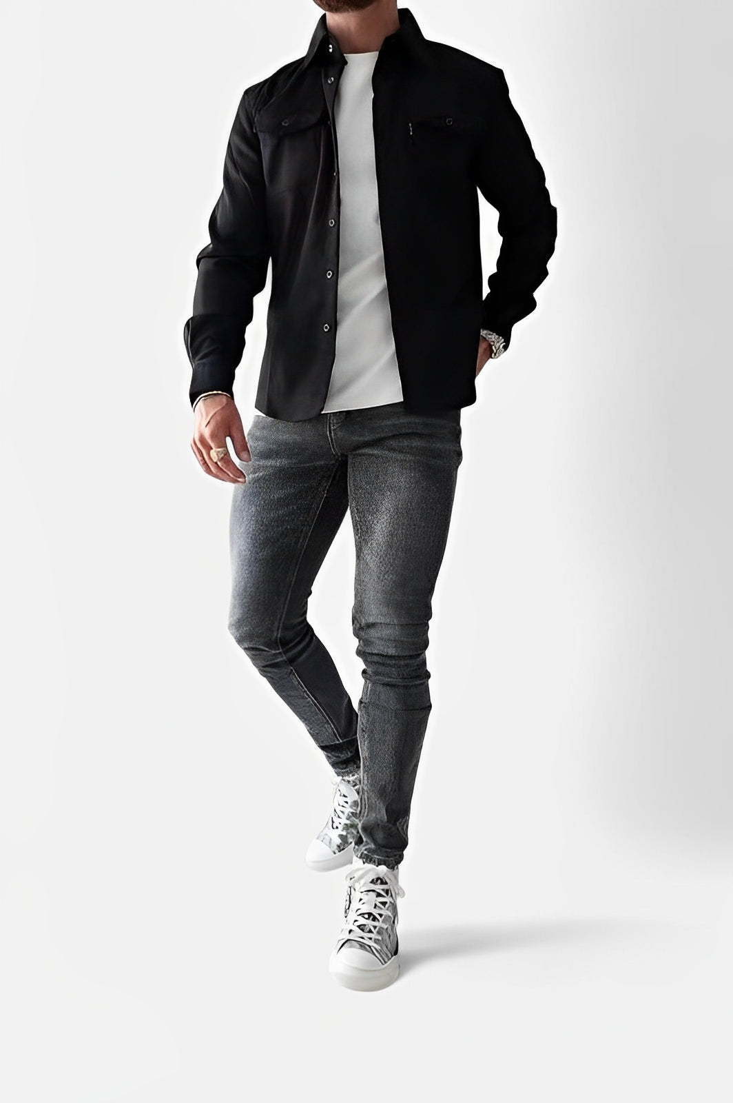 Minimalist Utility Shirt – Slim Fit with Dual Chest Pockets