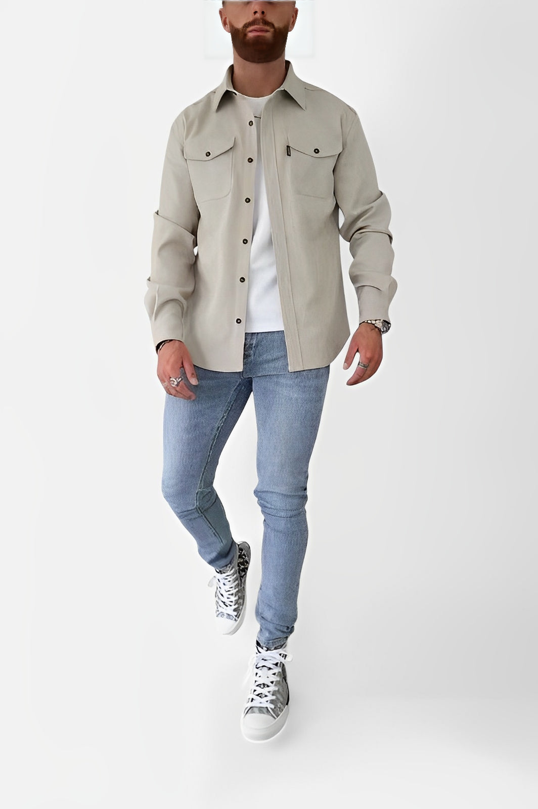 Minimalist Utility Shirt – Slim Fit with Dual Chest Pockets