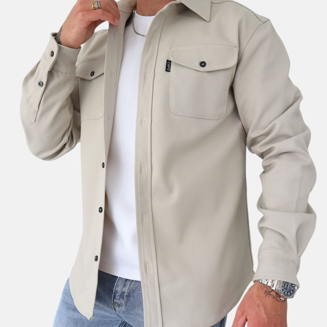 Minimalist Utility Shirt – Slim Fit with Dual Chest Pockets