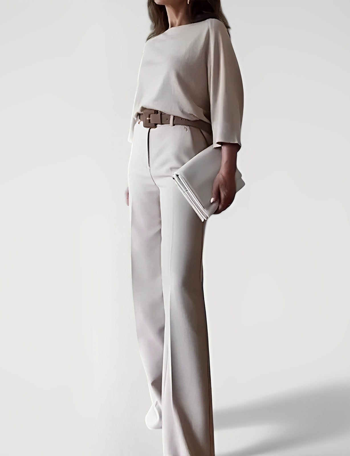 Elegant Wide-Leg Pantsuit – Chic Minimalist Set for Women | High-Waist Trousers & Relaxed Top